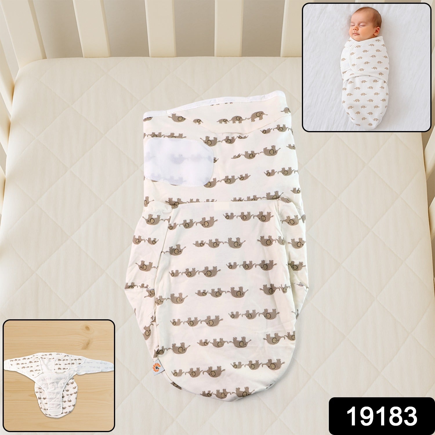 Soft Cotton Adjustable Baby Swaddle Wrap For Newborns (1 Pc)